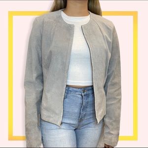 Vintage Grey Suede leather Jacket
